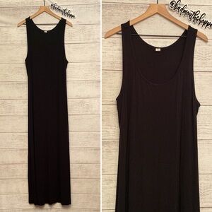 Old Navy Stretch Jersey Cotton Black Maxi Sleeveless Tank Dress Size XL